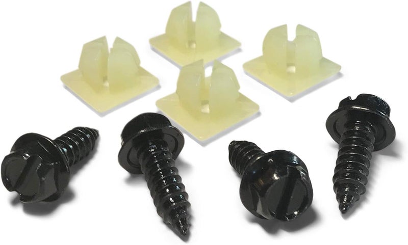 OttoSpeed License Plate Screw Kit - Black, OEM Style Fasteners with Nylon Screw Retainers for Mounting Front and Back License Plates on Cars, SUVs, Trucks - Rustproof, Self Tapping Bolts (Black Stainless Steel) - Image 1